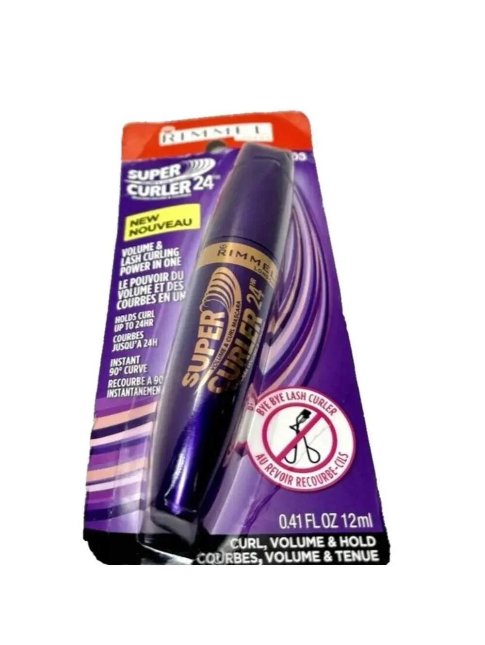Rimmel London Super Curler Mascara 009 Extreme Black Volume & Curling Wand, NEW